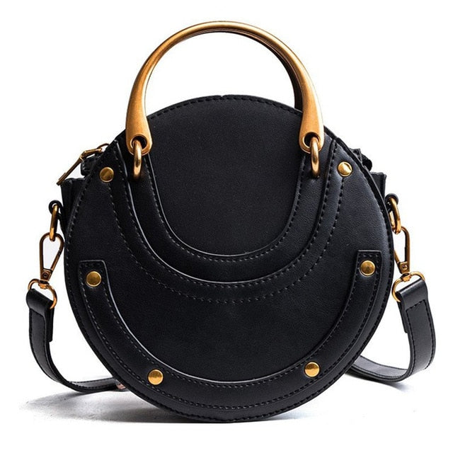 Hot Fashion Round Handbag Women Handbag Rivet Summer Lady Fashion Shoulder Messenger Bag Luxury Designer Leather Women Bag - LiveTrendsX