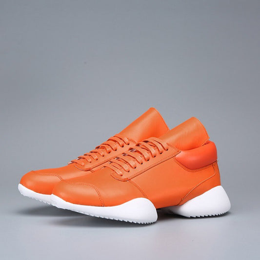 Men Horseshoe Lace Up Ankle Luxury Trainers Genuine Leather Boots