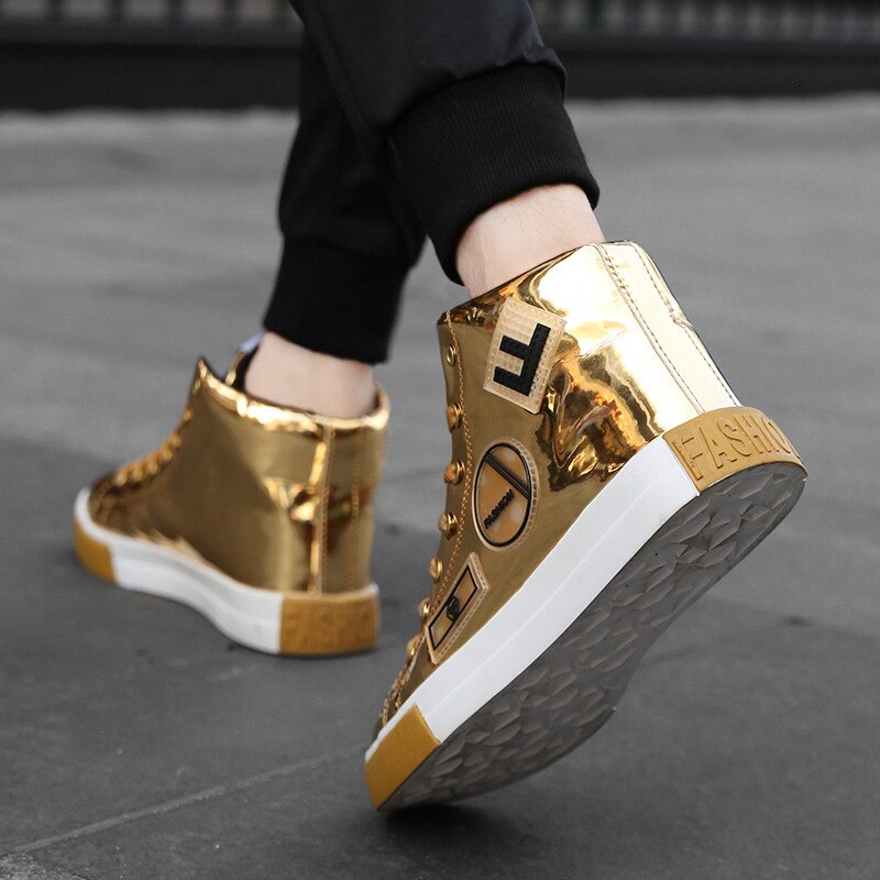 Plus Size 39-46 Men's High-top Bright Skateboarding Shoes Bling Bling Sports Shoes Casual Sneakers Sequin Shoes Chaussure Homme - LiveTrendsX