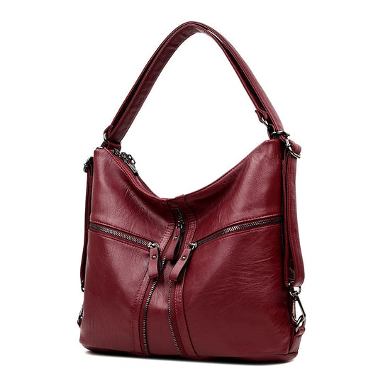 3 In 1 Multifunctional Backpack Women Soft Leather Backpack Female Travel Shoulder Bag Convertable Hand Bags Sac A Dos Femme - LiveTrendsX