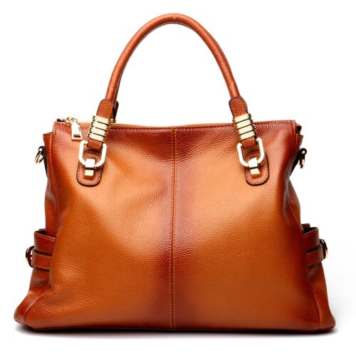 Ms. new simple leather large-capacity handbag Europe and the United States first layer leather leather bucket Messenger bag - LiveTrendsX