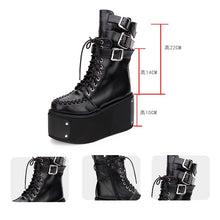Load image into Gallery viewer, Fashion Spring Women High Heels Platform Shoes Dark Gothic Short Boots New College Muffin Shoes Female Thick Bottom Punk Boots - LiveTrendsX
