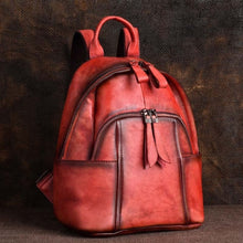 Load image into Gallery viewer, Genuine Leather Daypack Women Backpack Brush Color Bag Knapsack Real Cowhide School Book Bags Female Vintage Rucksack - LiveTrendsX
