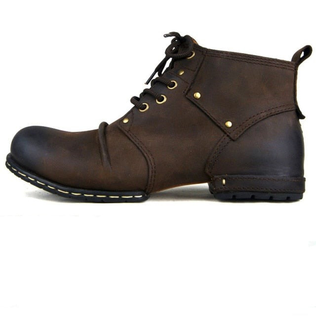 Handmade Genuine Cow Leather Men Martin Boots Plus Size