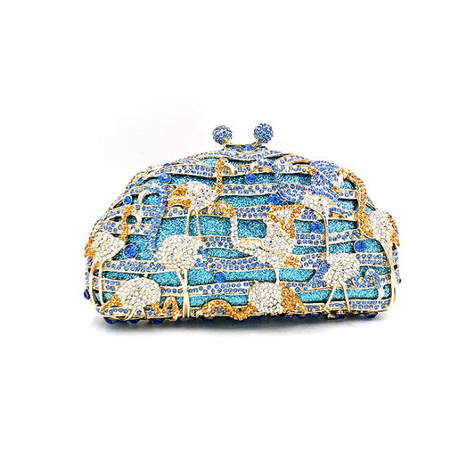 Animal bird special design clutch women evening party bag diamond red crane crystal purses bridal wedding party crystal clutches - LiveTrendsX