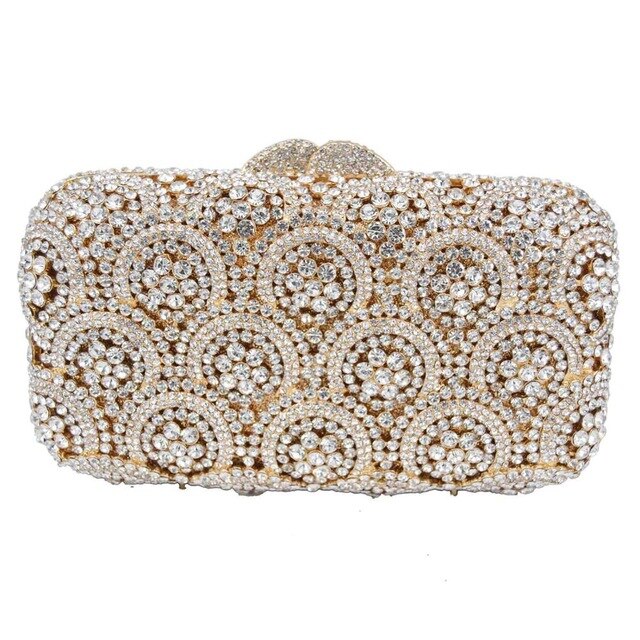 Crystal Flower Clutch Bag Ladies Luxury Bags Diamond Wedding Purse Women Chain Handbags - LiveTrendsX