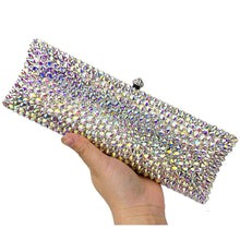 Load image into Gallery viewer, AB Silver Clutch Bags Designer glaring Crystal rhinestone Evening Bags Long Wedding bride Purse Day Clutches - LiveTrendsX
