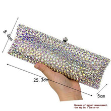 Load image into Gallery viewer, AB Silver Clutch Bags Designer glaring Crystal rhinestone Evening Bags Long Wedding bride Purse Day Clutches - LiveTrendsX
