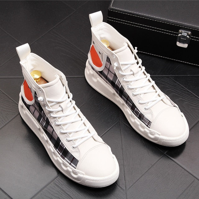 Men Casual Ankle Boots Spring Autumn High Top Men's Vulcanize Comfortable Sneakers Walking Leisure Shoes - LiveTrendsX