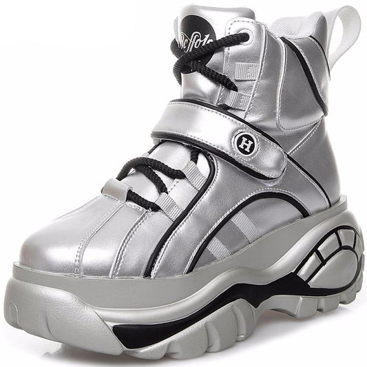 Women High Platform Sneakers  Brand Fashion Design Women Chunky Trainers Ladies Shoes Casual Woman Footwear Silver - LiveTrendsX