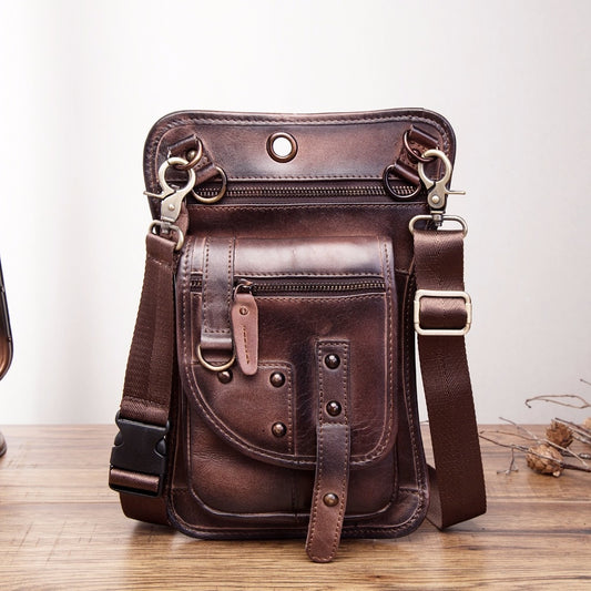 Original Leather Multifunction Men Travel Shoulder Crossbody Messenger Bag Hook Belt Waist Pack Drop Leg Phone Case Bag - LiveTrendsX