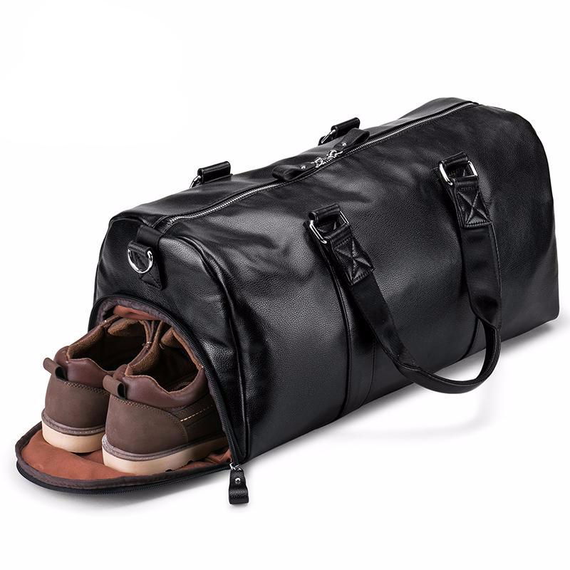Men's Black handbag Travel Bag Waterproof Leather Large Capacity Travel Duffle Multifunction Tote Casual Crossbody Bags - LiveTrendsX