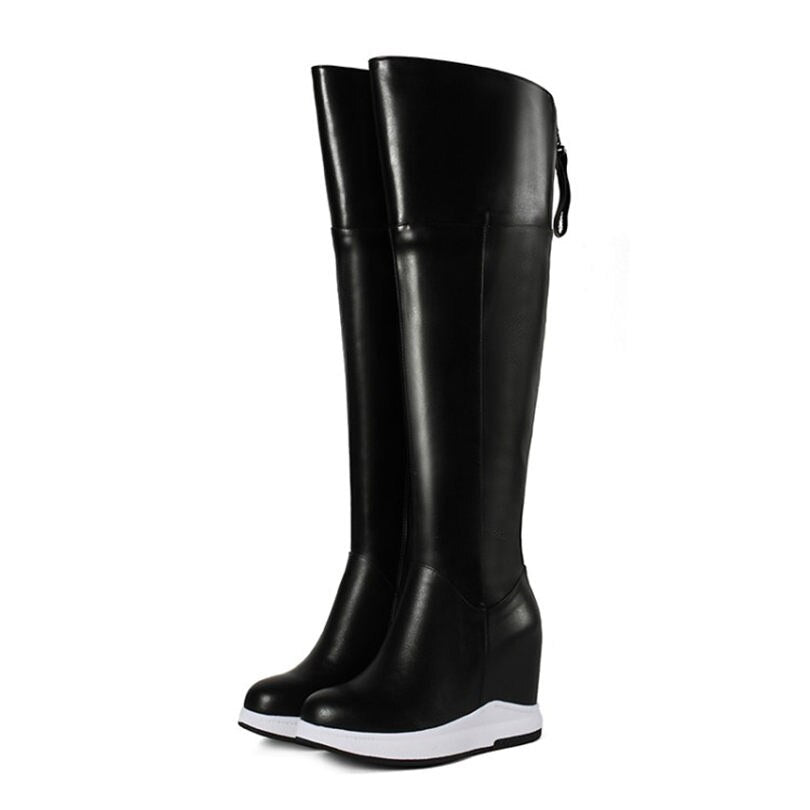 Punk Long Trainers Women Cow Leather Knee High Boots - LiveTrendsX