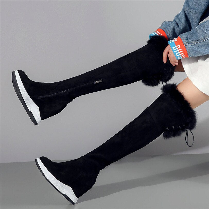 Punk Long Trainers Women Cow Leather Knee High Boots - LiveTrendsX
