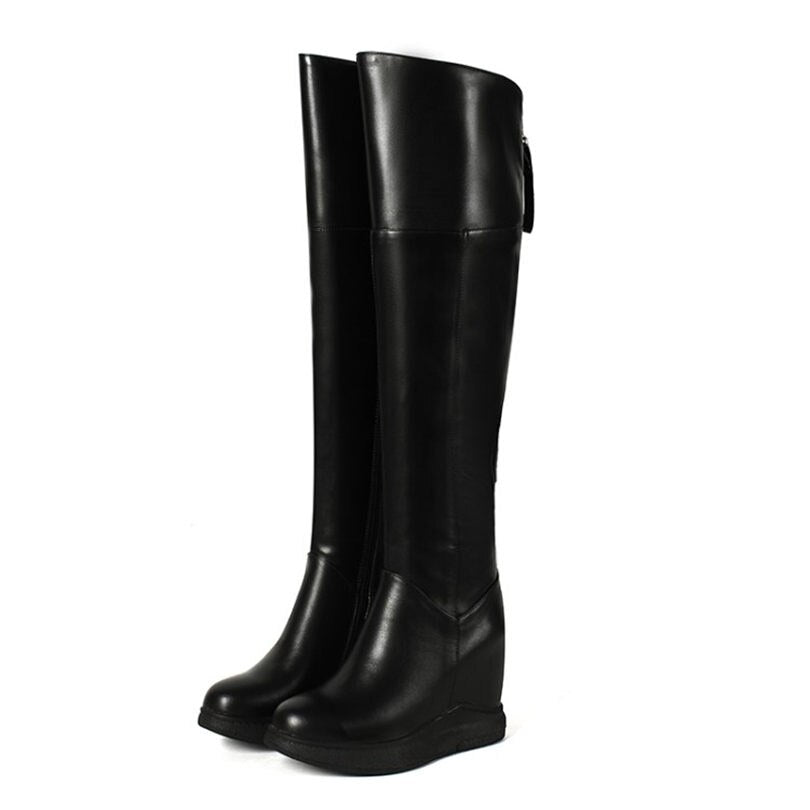 Punk Long Trainers Women Cow Leather Knee High Boots - LiveTrendsX