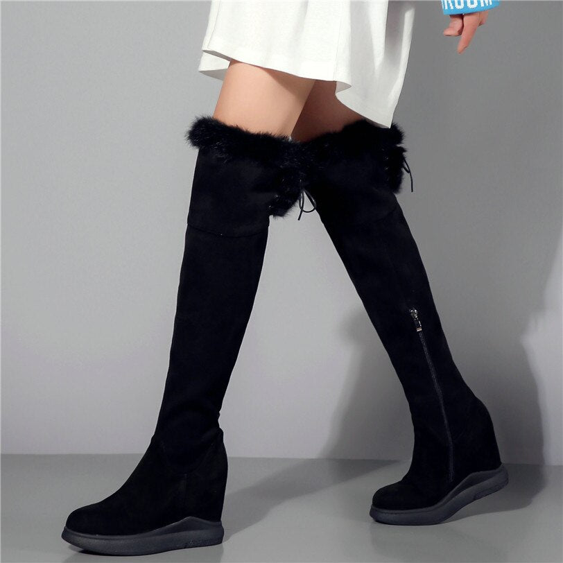 Punk Long Trainers Women Cow Leather Knee High Boots - LiveTrendsX