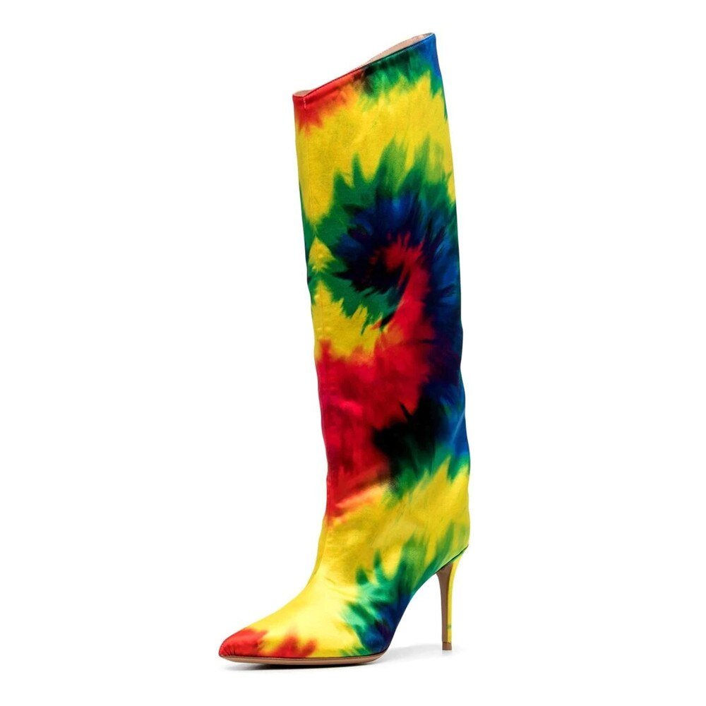 Rainbow - colored Knee - High Boots Women Night Club Shoes - LiveTrendsX