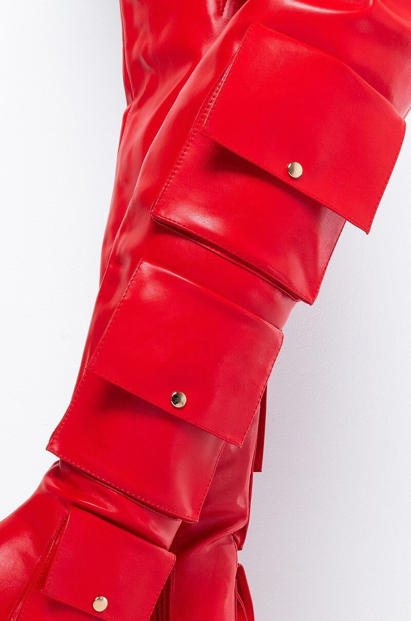 Red Packet Thigh High Boots Women Pointed Toe Long Boots - LiveTrendsX