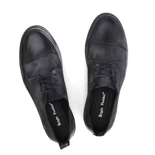 Retro trend sneakers genuine leather round toe handmade casual shoes - LiveTrendsX