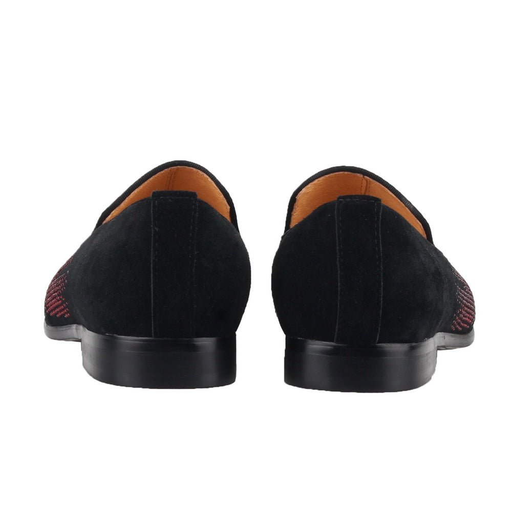 Rhinestone Men Red LoafersMoccasins Flats Dress Shoes - LiveTrendsX