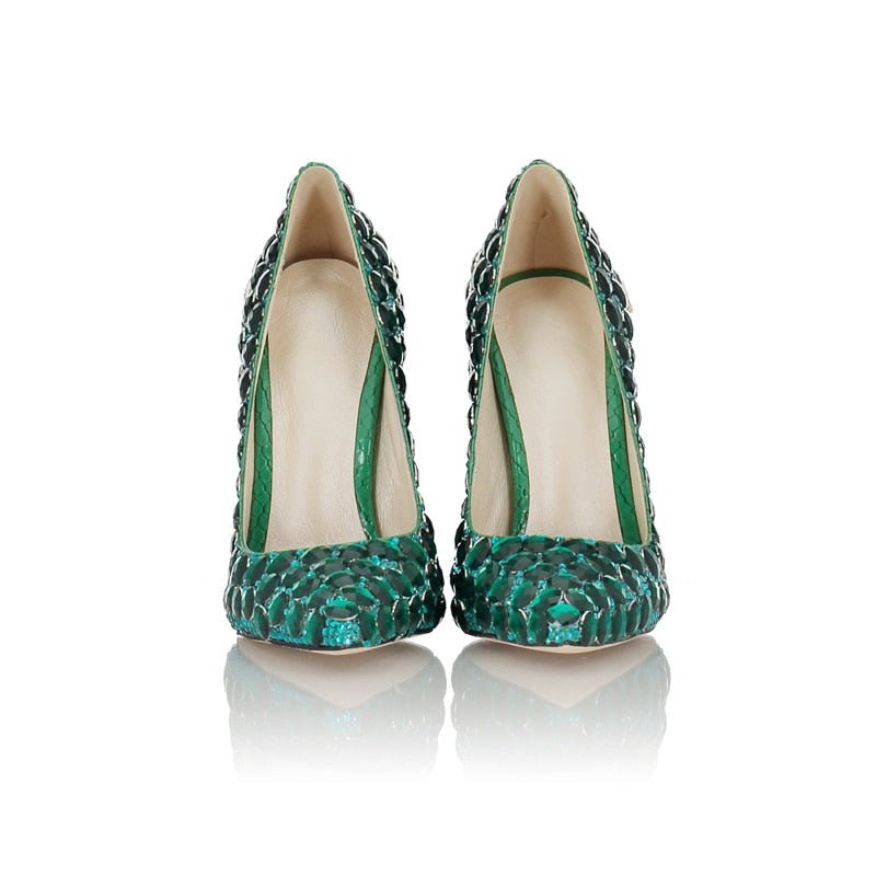 Rhinestone Wedding Pumps Twined Metal Snake High Heel - LiveTrendsX