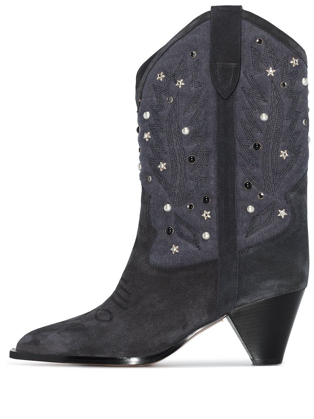 Roman Cow Suede White Denim Patchwork Spike heel Boots - LiveTrendsX