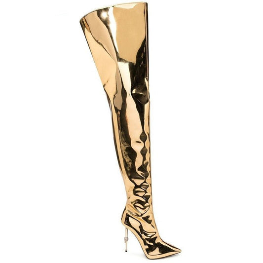 Runway Pointed Toe High Heels Over The Knee Boots - LiveTrendsX