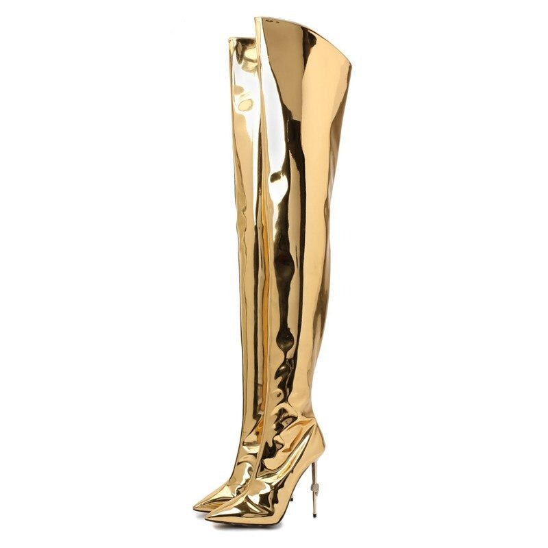 Runway Pointed Toe High Heels Over The Knee Boots - LiveTrendsX