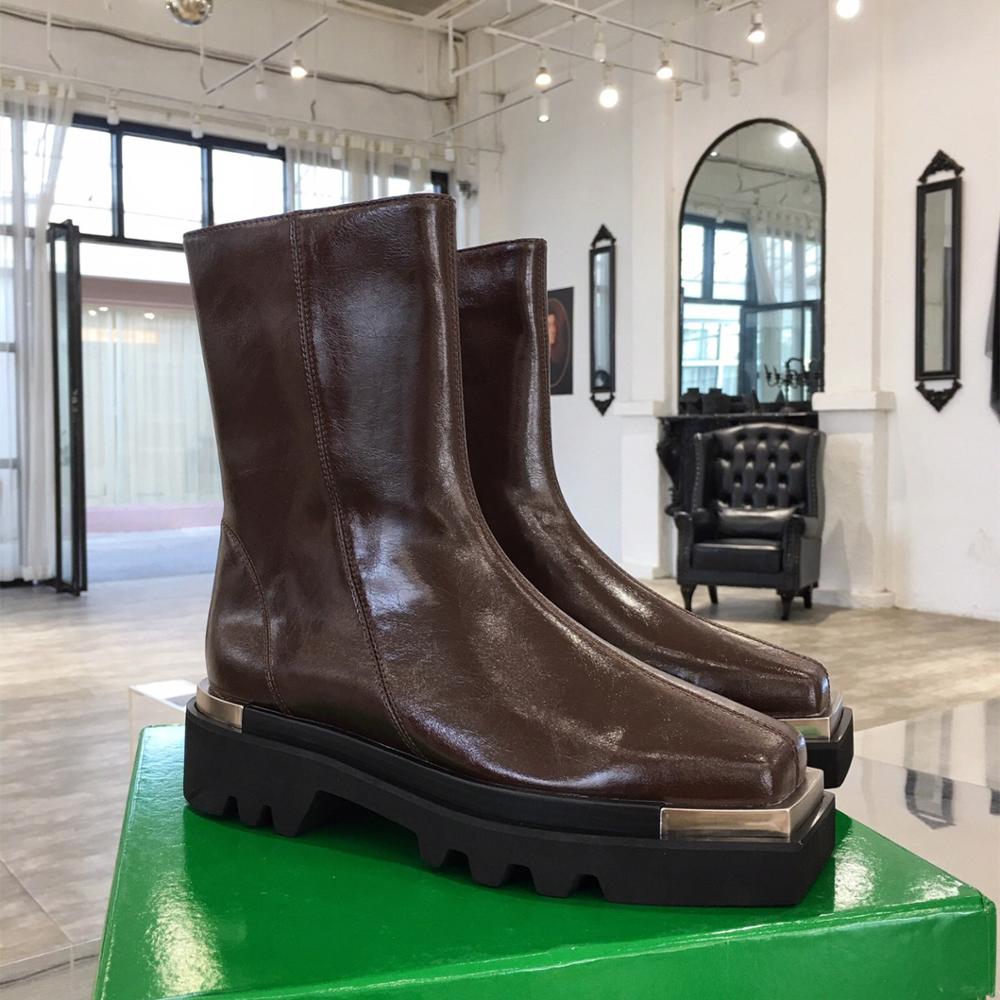 Runway Women Metal Square Toe Martin Boots - LiveTrendsX