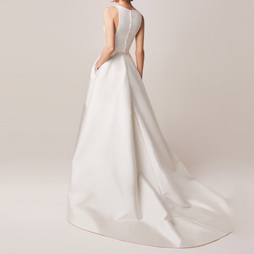 satin off shoulder wedding dress - LiveTrendsX