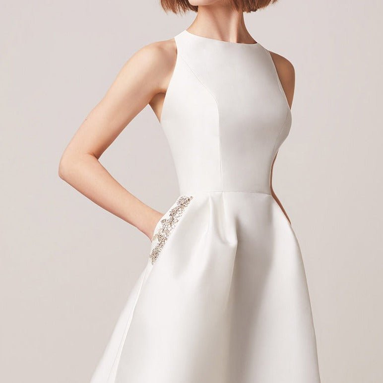 satin off shoulder wedding dress - LiveTrendsX