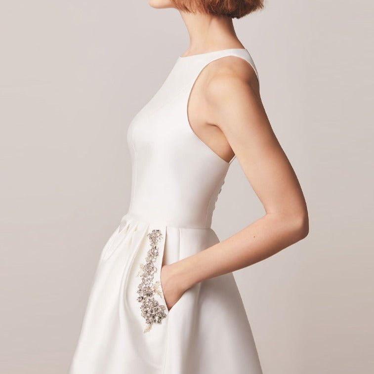 satin off shoulder wedding dress - LiveTrendsX