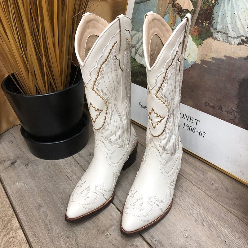 Sewing Floral Boots For Women Retro Riding Shoes - LiveTrendsX