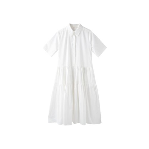 Shirt Cotton Cake Pitch Black And White Short Sleeve Dress - LiveTrendsX