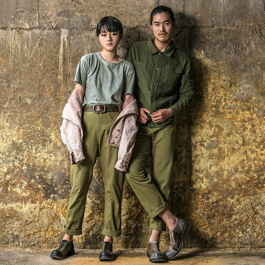 Slip - on handmade retro round toe men's and women's leather shoes - LiveTrendsX