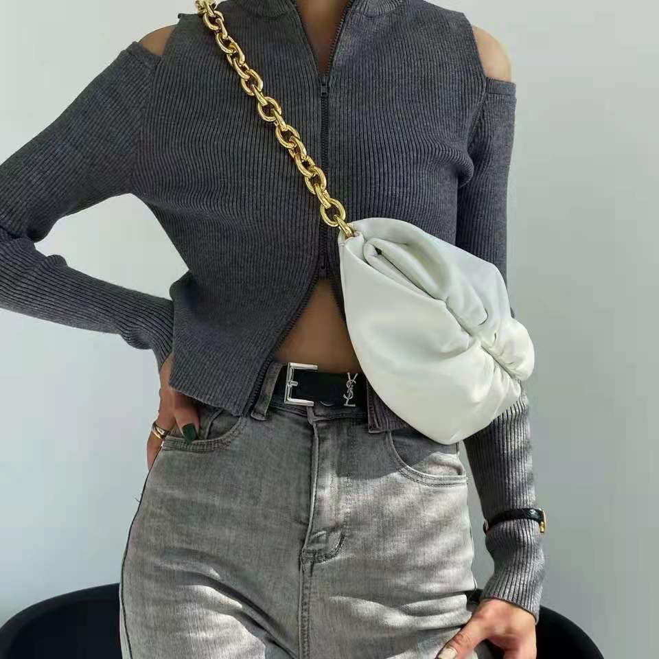 Small chest packs chains crossbody bags cow leather - LiveTrendsX