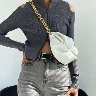 Small chest packs chains crossbody bags cow leather - LiveTrendsX