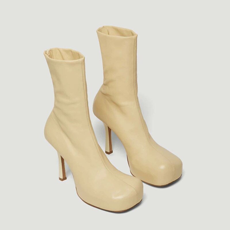 Square Toe Stretch Winter Women Ankle Boots - LiveTrendsX