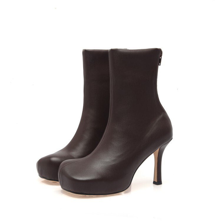 Square Toe Stretch Winter Women Ankle Boots - LiveTrendsX