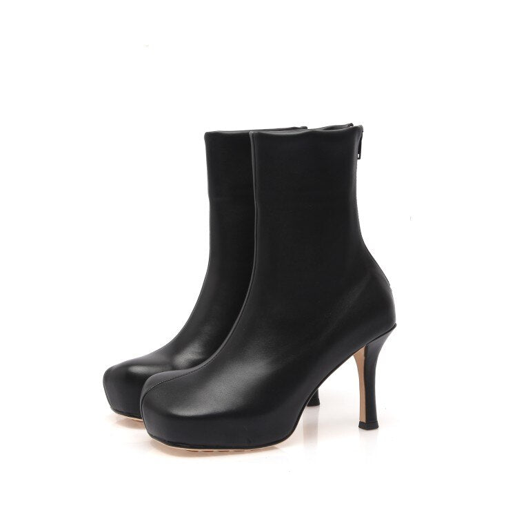 Square Toe Stretch Winter Women Ankle Boots - LiveTrendsX