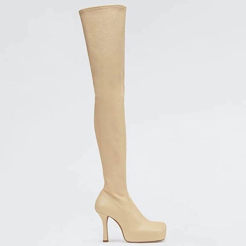 Square Toe Stretch Winter Women Ankle Boots - LiveTrendsX