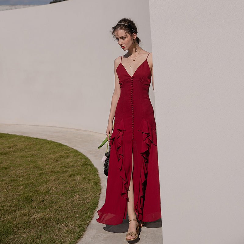 Summer Irregular Design Ruffle Skirt Open Back Dress - LiveTrendsX