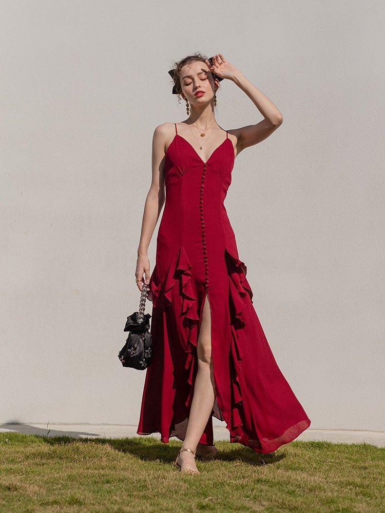 Summer Irregular Design Ruffle Skirt Open Back Dress - LiveTrendsX