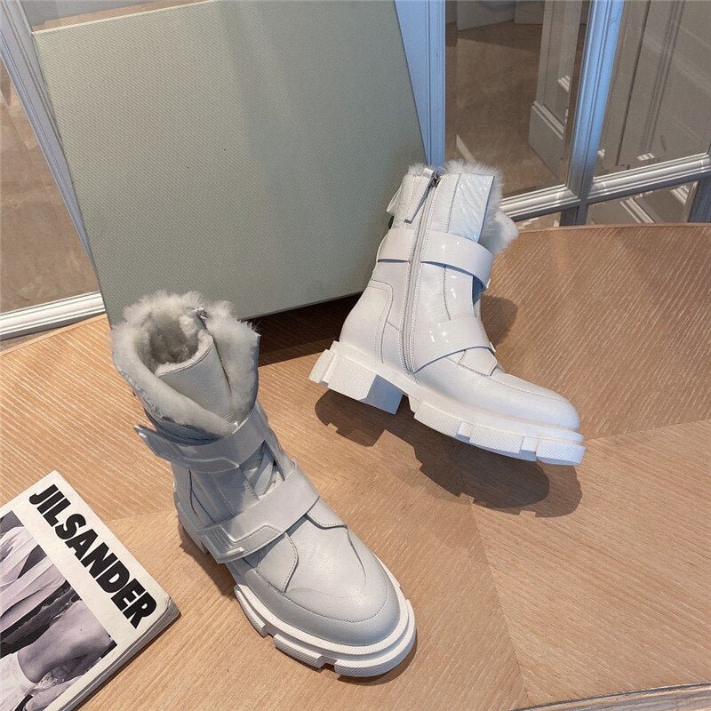 Thick Sole Platform Punk Boots Round Toe Ankle Boots - LiveTrendsX