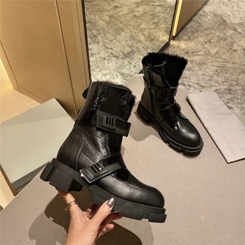 Thick Sole Platform Punk Boots Round Toe Ankle Boots - LiveTrendsX