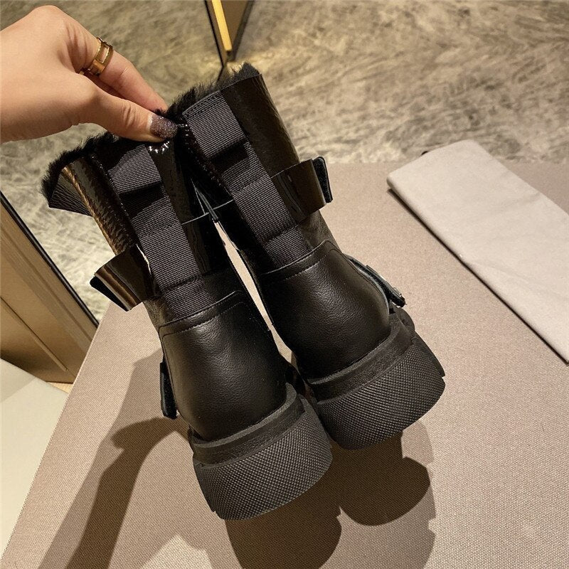 Thick Sole Platform Punk Boots Round Toe Ankle Boots - LiveTrendsX
