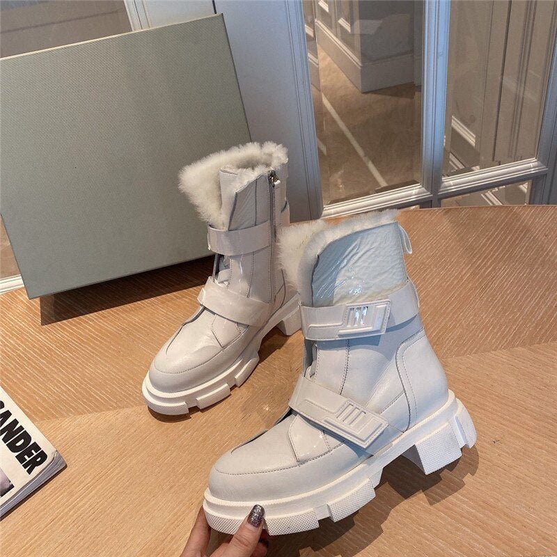 Thick Sole Platform Punk Boots Round Toe Ankle Boots - LiveTrendsX