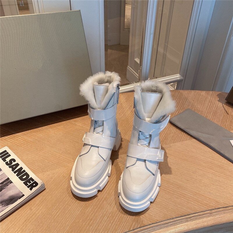 Thick Sole Platform Punk Boots Round Toe Ankle Boots - LiveTrendsX