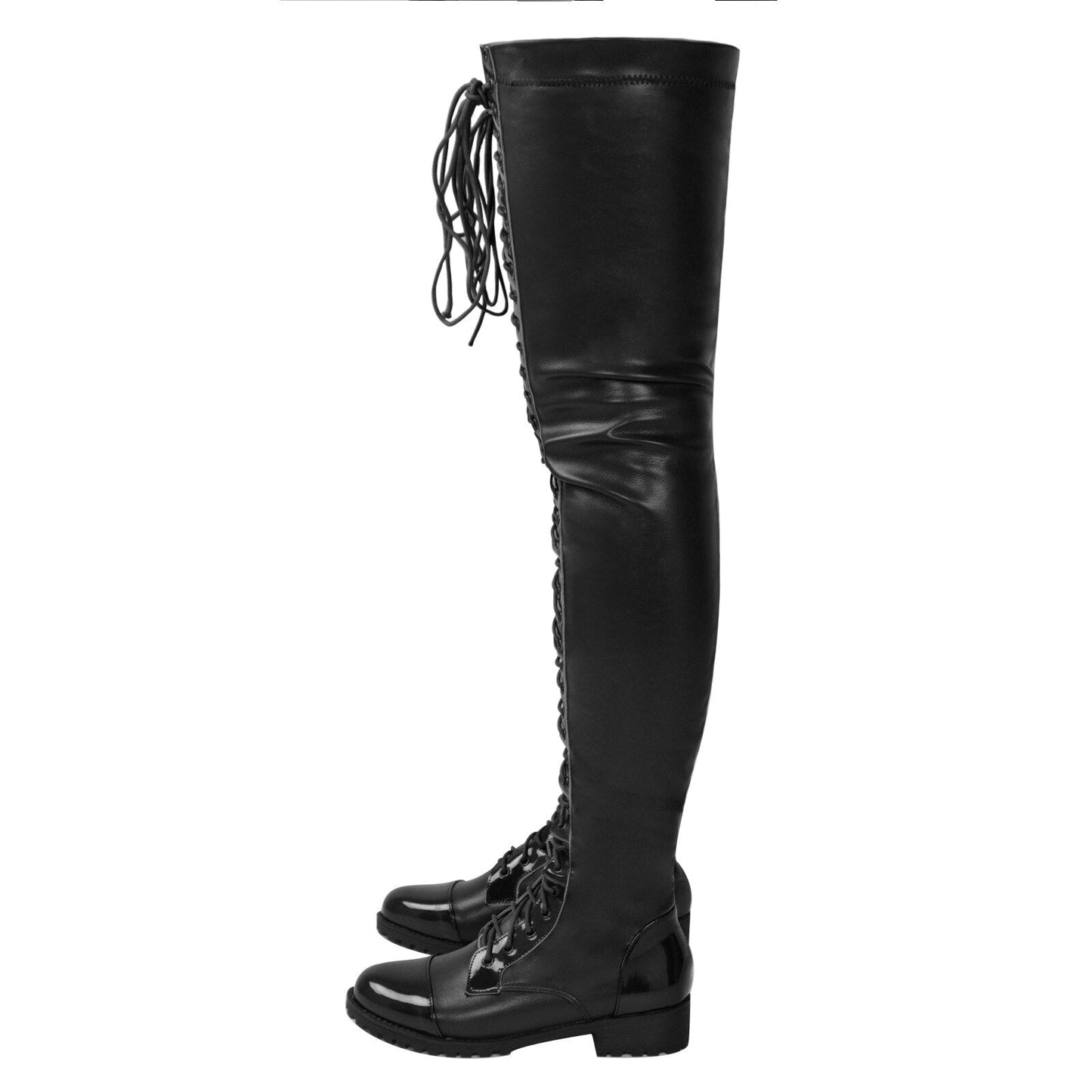 Thigh High Boots Women Winter Shoes Low Heels Lace - up Punk Shoes - LiveTrendsX