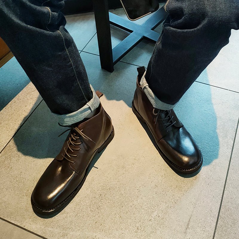 Trendy handmade martin boots with round toe soles - LiveTrendsX